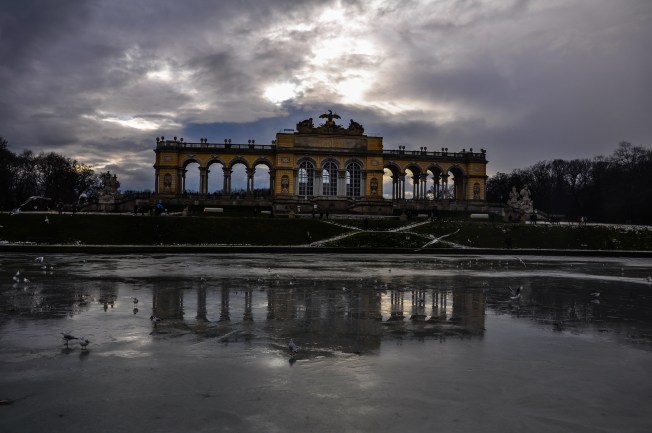 Icy pond and gorgeous skies