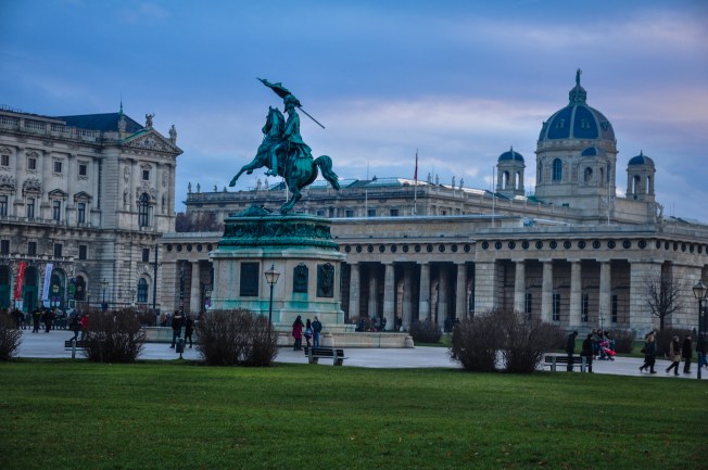 Lawn around Habsburg Palace with so many other elegant buildings surrounding