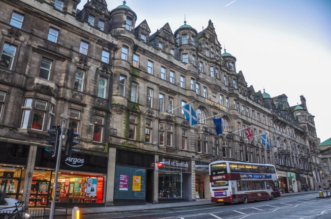 Sun rising on our hotel, The Carlton